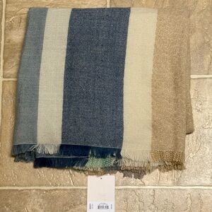 NWT LC Lauren Conrad Blue and Tan Striped Scarf